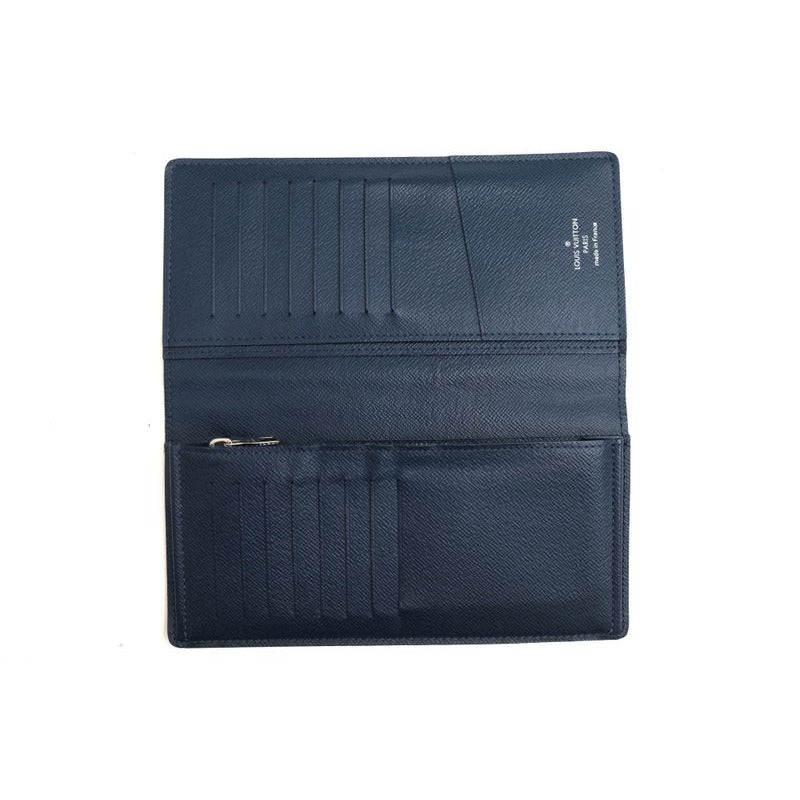Louis Vuitton Long Wallet Men Leather Navy Portefeuille Brazza Portefeui — view 6