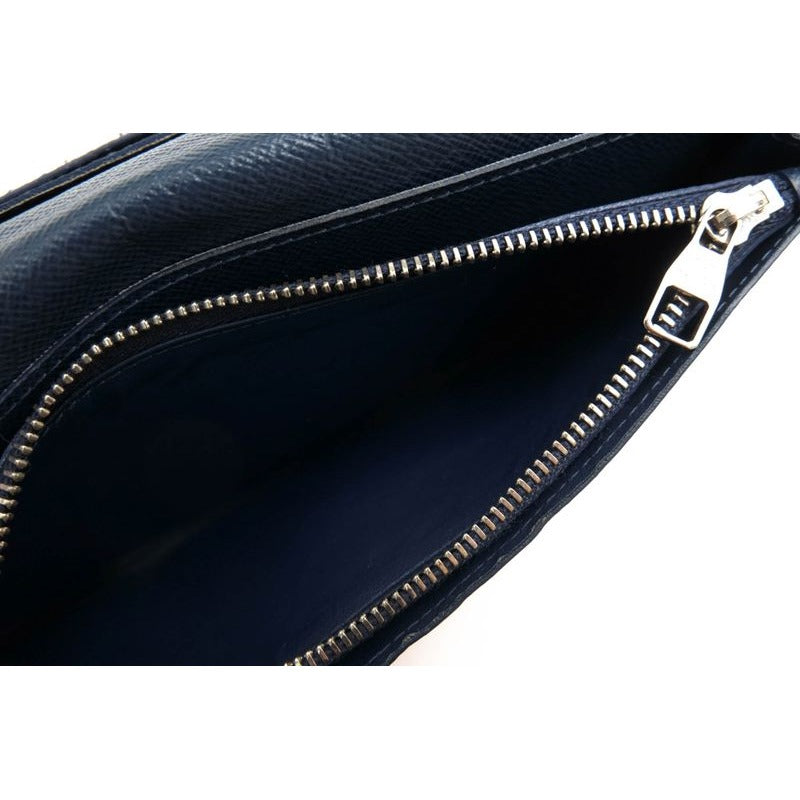 Louis Vuitton Long Wallet Men Leather Navy Portefeuille Brazza Portefeui — view 8