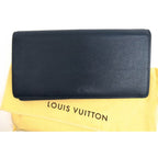 Louis Vuitton Long Wallet Men Leather Navy Portefeuille Brazza Portefeui — view 9