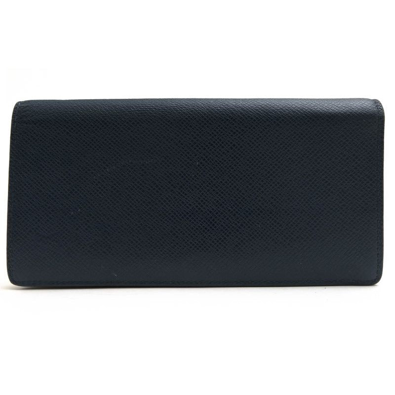 Louis Vuitton Long Wallet Men Leather Navy Portefeuille Brazza Portefeui
