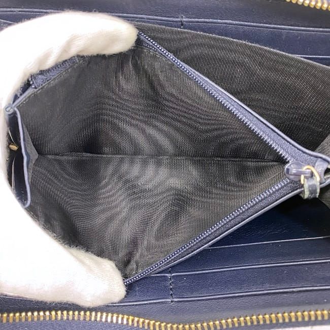 Gucci Round Zipper Long Wallet Navy Striped Line — view 8