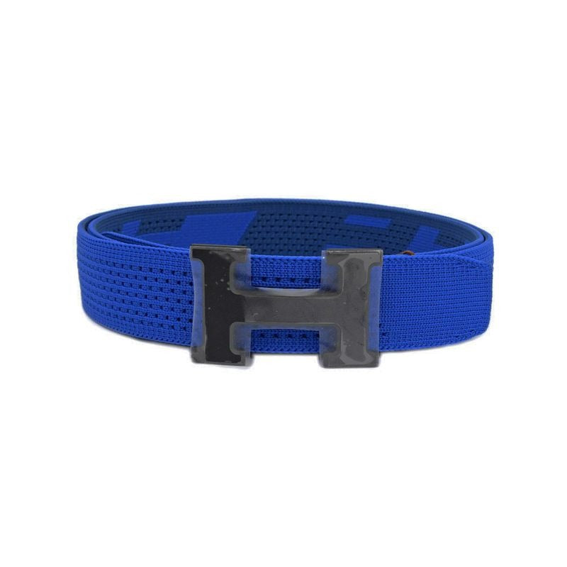 Hermes Knit Belt Sprint M Monochrome H Buckle Blue Black Man — view 2