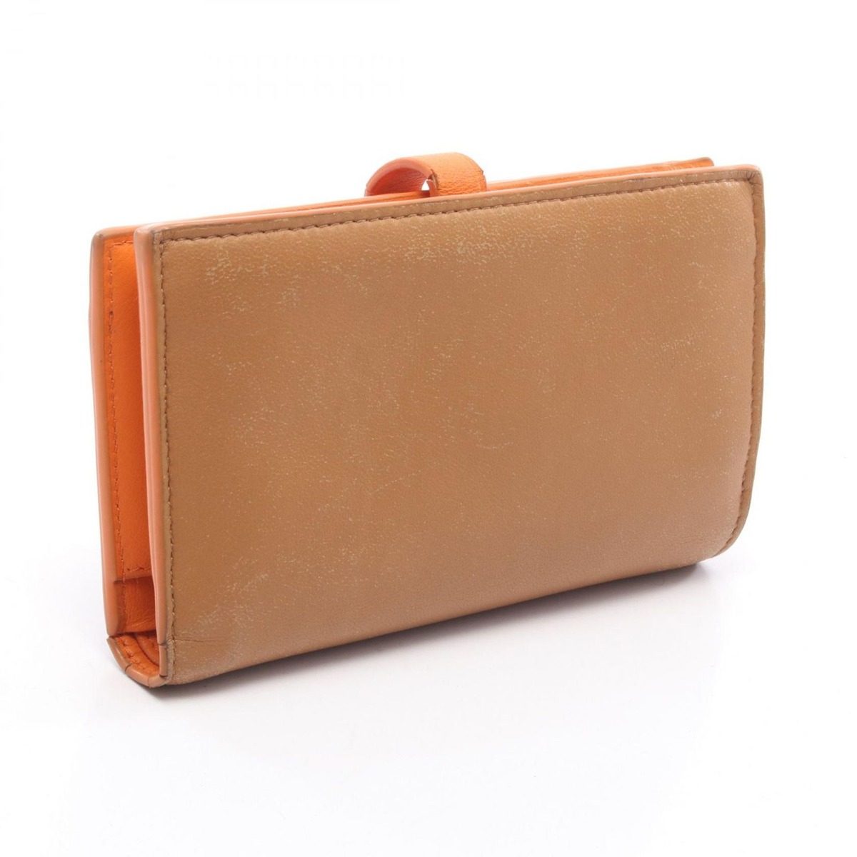 Bottega Veneta Bifold Wallet Brown Orange Leather Zip — view 2