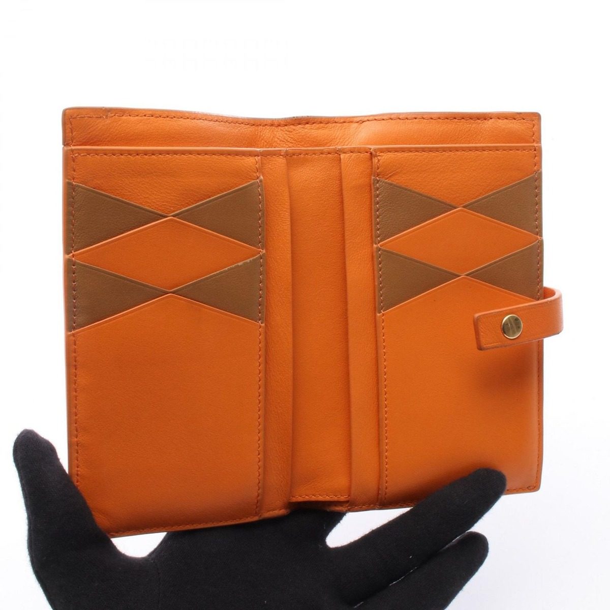 Bottega Veneta Bifold Wallet Brown Orange Leather Zip — view 3