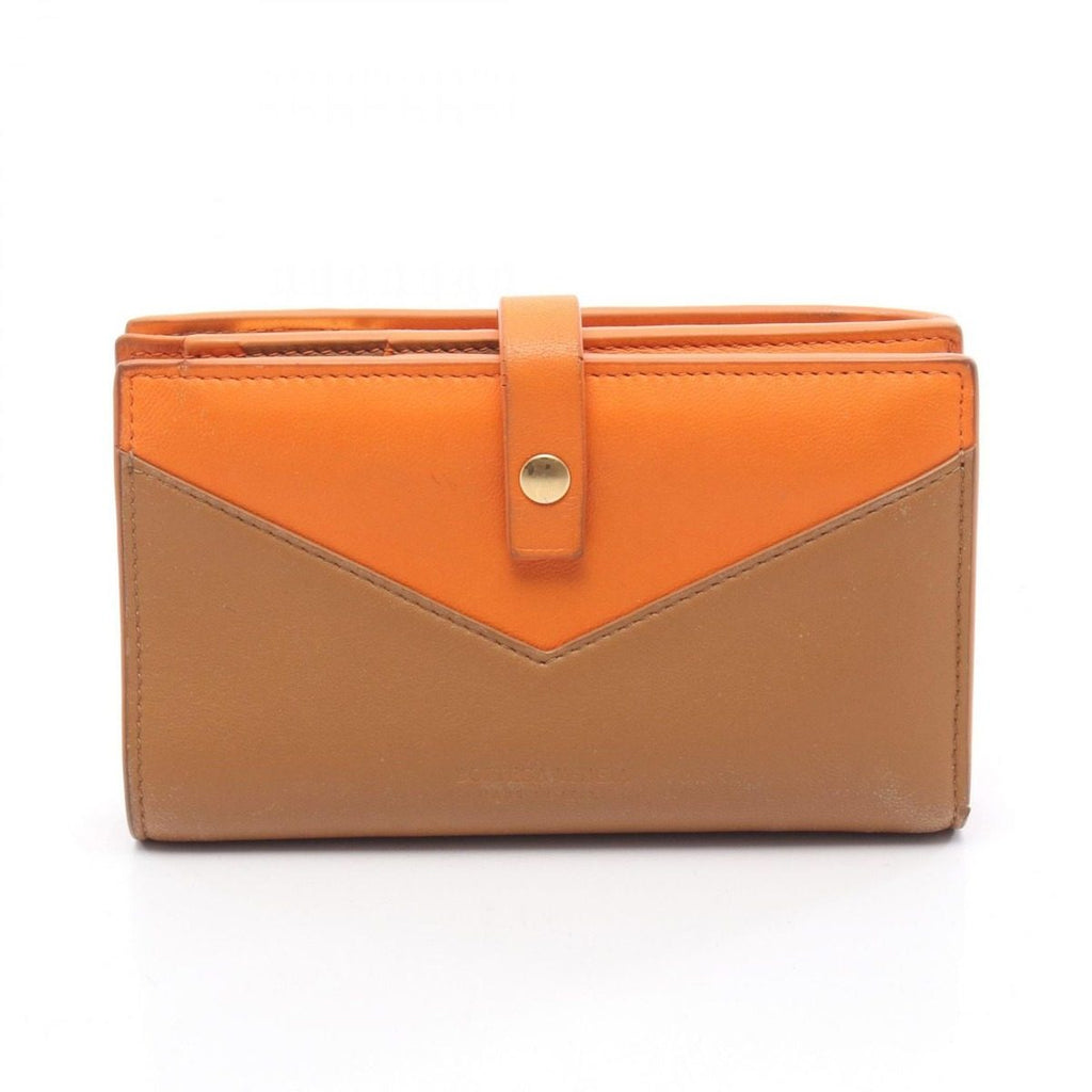 Bottega Veneta Bifold Wallet Brown Orange Leather Zip