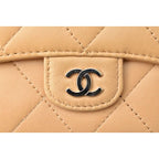 Chanel Wallet 3 Fold Lambskin Beige Silver Hardware — view 3