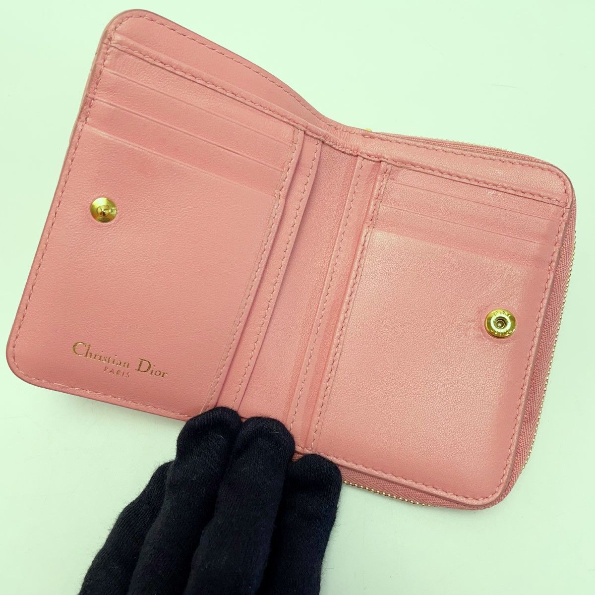 Christian Dior Cannage S5032 Pink Bifold Wallet — view 2