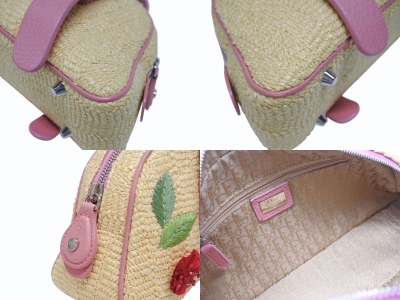 Dior Galliano Era Limited Edition Mini Boston Bag Embroidery Bijou Beige Straw — view 7