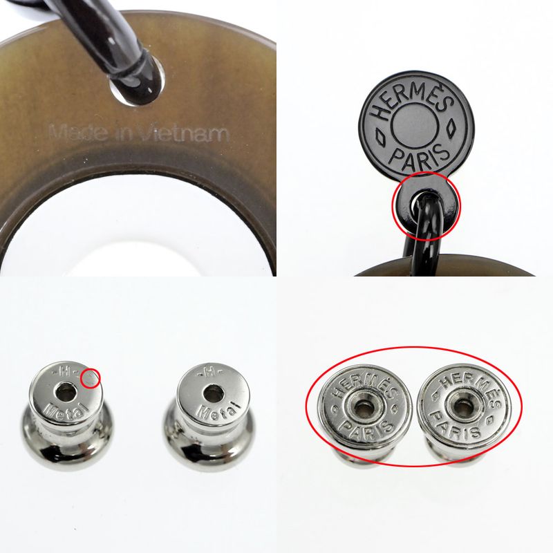 Hermes Earrings Fidelio Village PM Buffalo Horn Dark Brown White — view 8