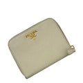 Prada Bifold Wallet Beige White Cera with Coin Purse Saffiano Leather
