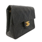 Chanel Shoulder Bag Mini Quilted Lambskin Black Gold — view 2
