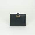 Hermes Bearn Compact Wallet Bifold Mini Box Calf Noir Black Gold