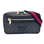 Gucci GG Supreme Sherry Line Leather Black Belt Bag Silver