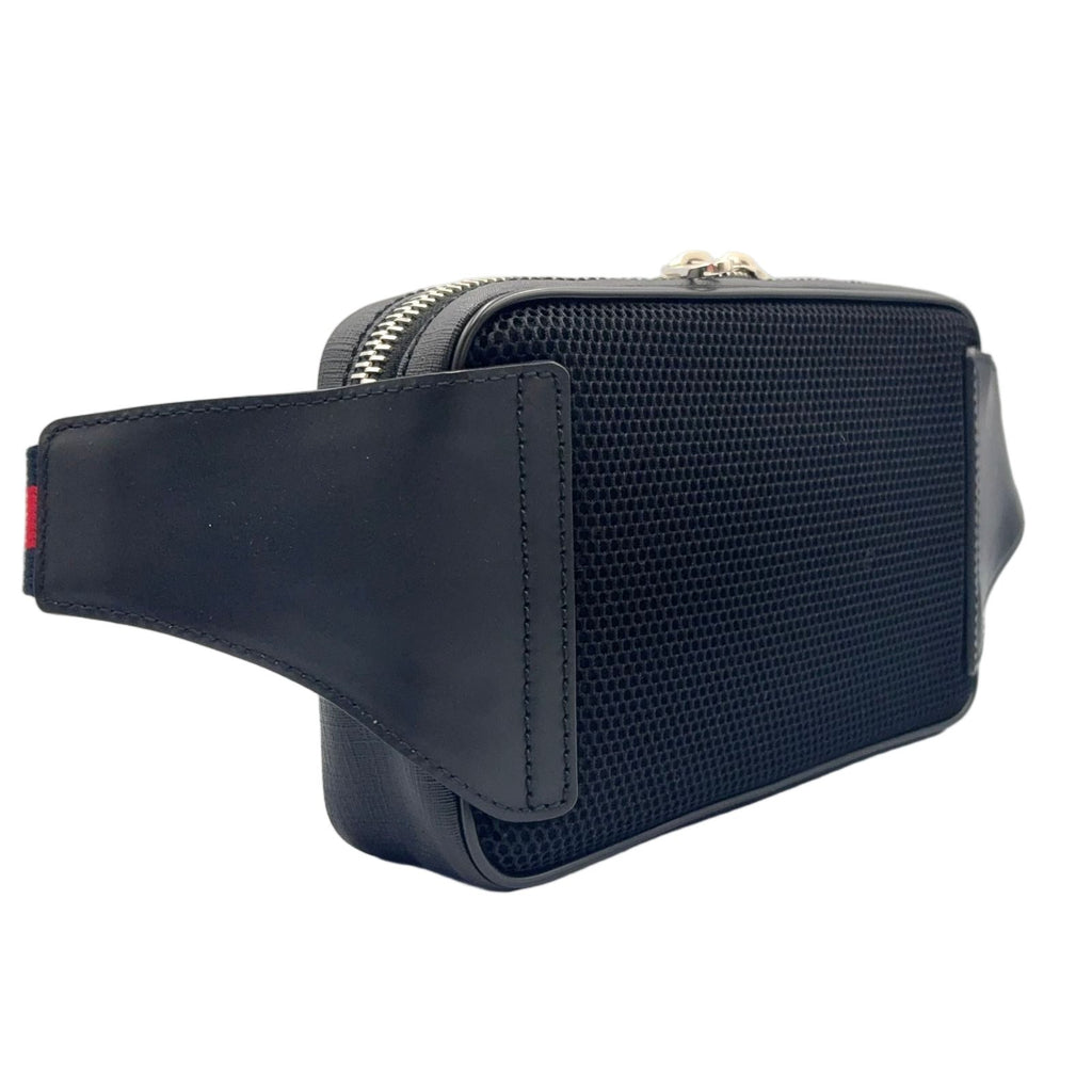 Gucci GG Supreme Sherry Line Leather Black Belt Bag Silver — view 2