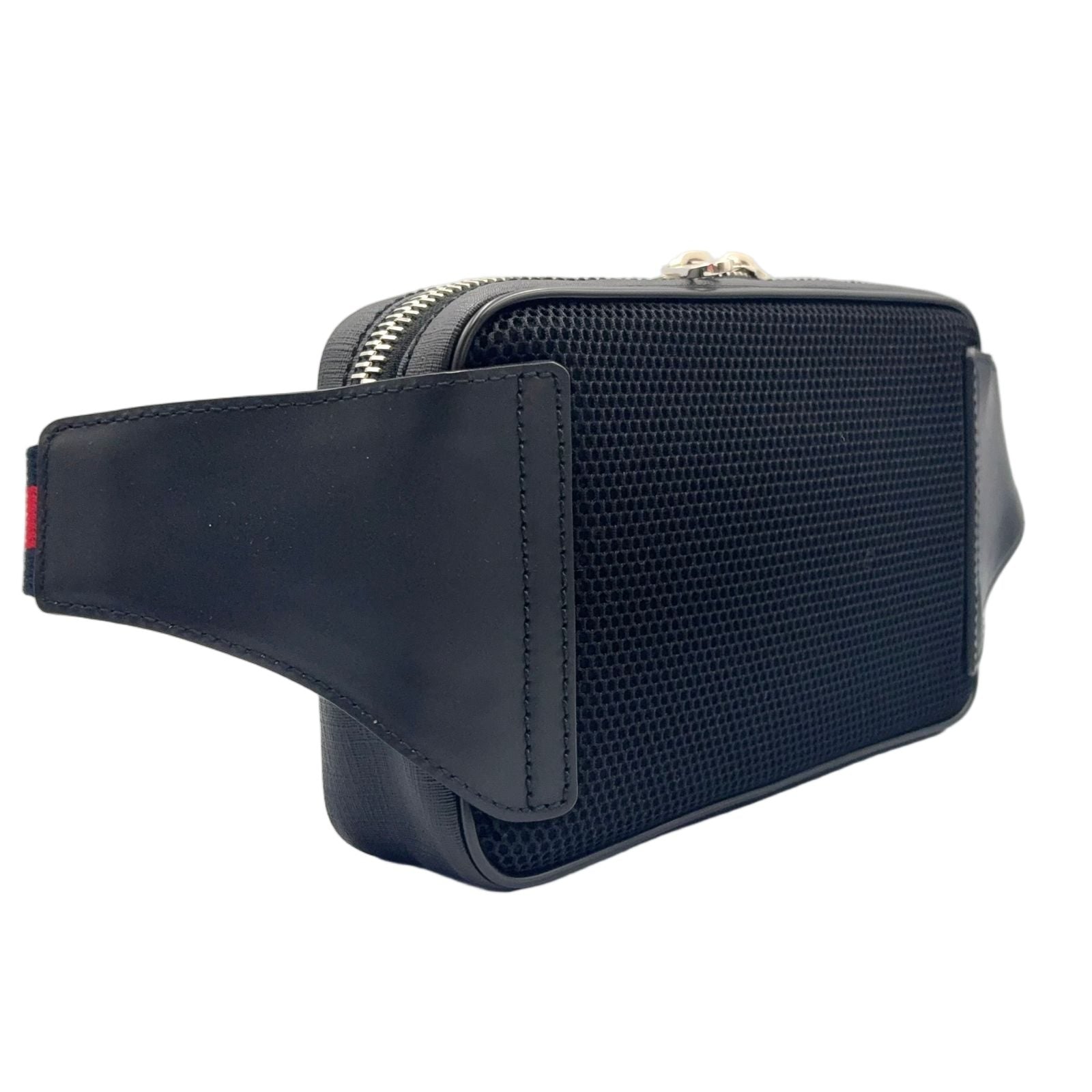 Gucci GG Supreme Sherry Line Leather Black Belt Bag Silver — view 2