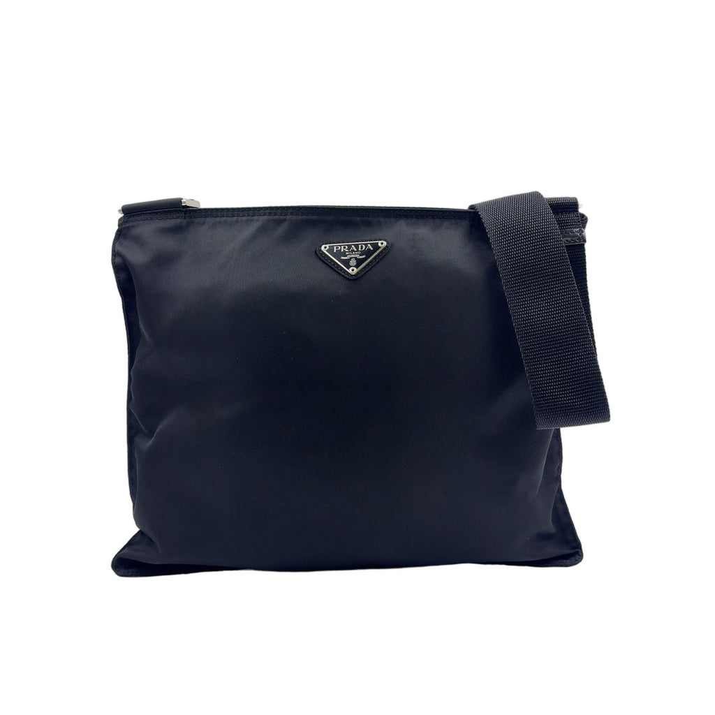 Prada Nylon Black Shoulder Bag Silver