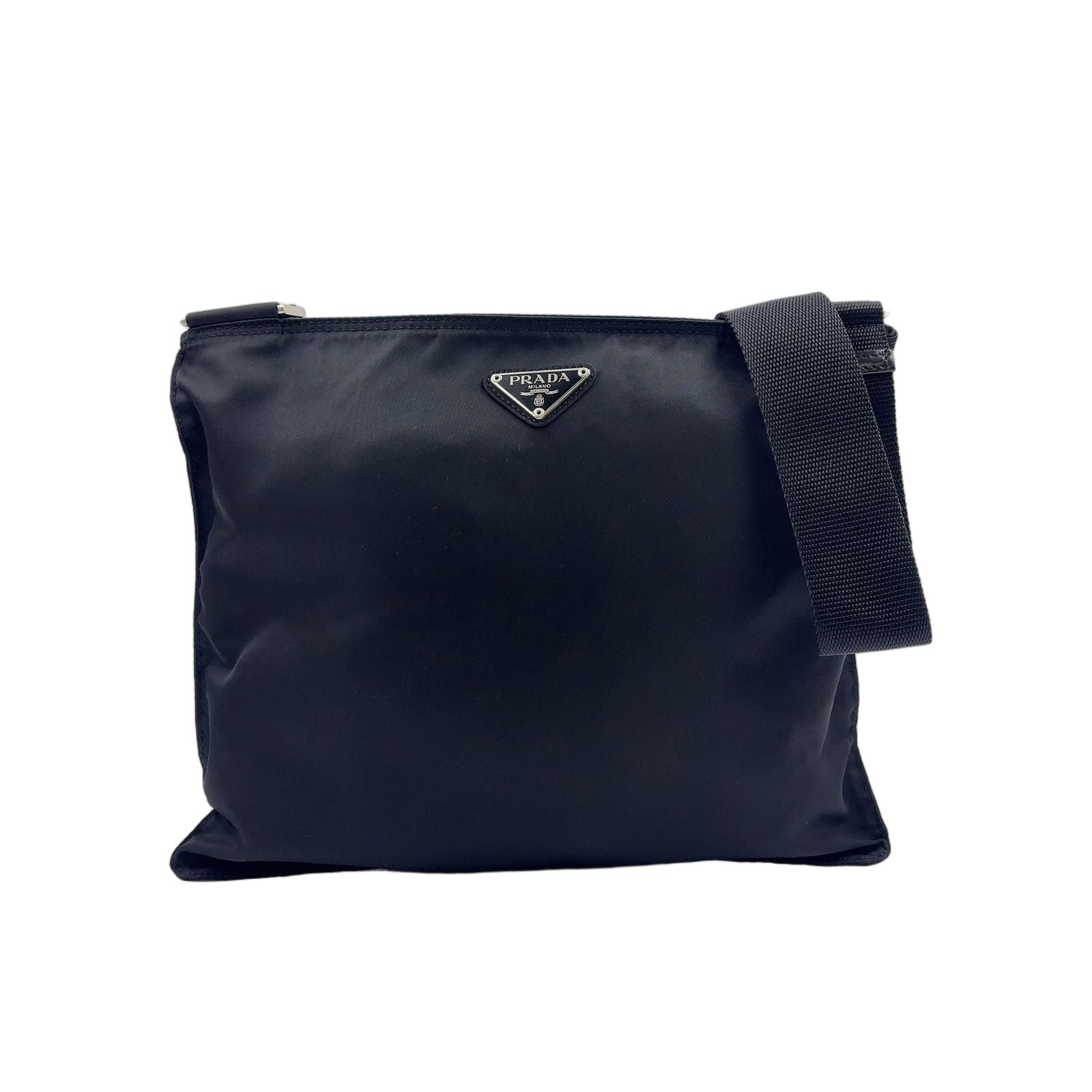 Prada Nylon Black Shoulder Bag Silver