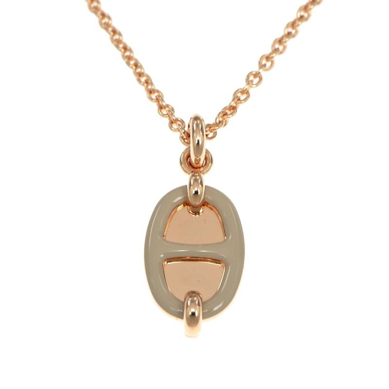 Hermes Necklace Mini Maillon PM Brown Marron Glace R Chaine D'ancre