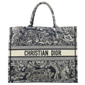 Dior Tote Bag Book Large Cotton Navy Toile de Jouy Reverse Embroidery
