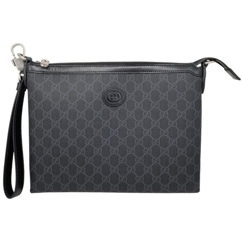 Gucci Clutch Bag with Interlocking G Messenger GG Supreme Black