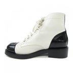 Chanel Lace Up Boots Black White — view 2