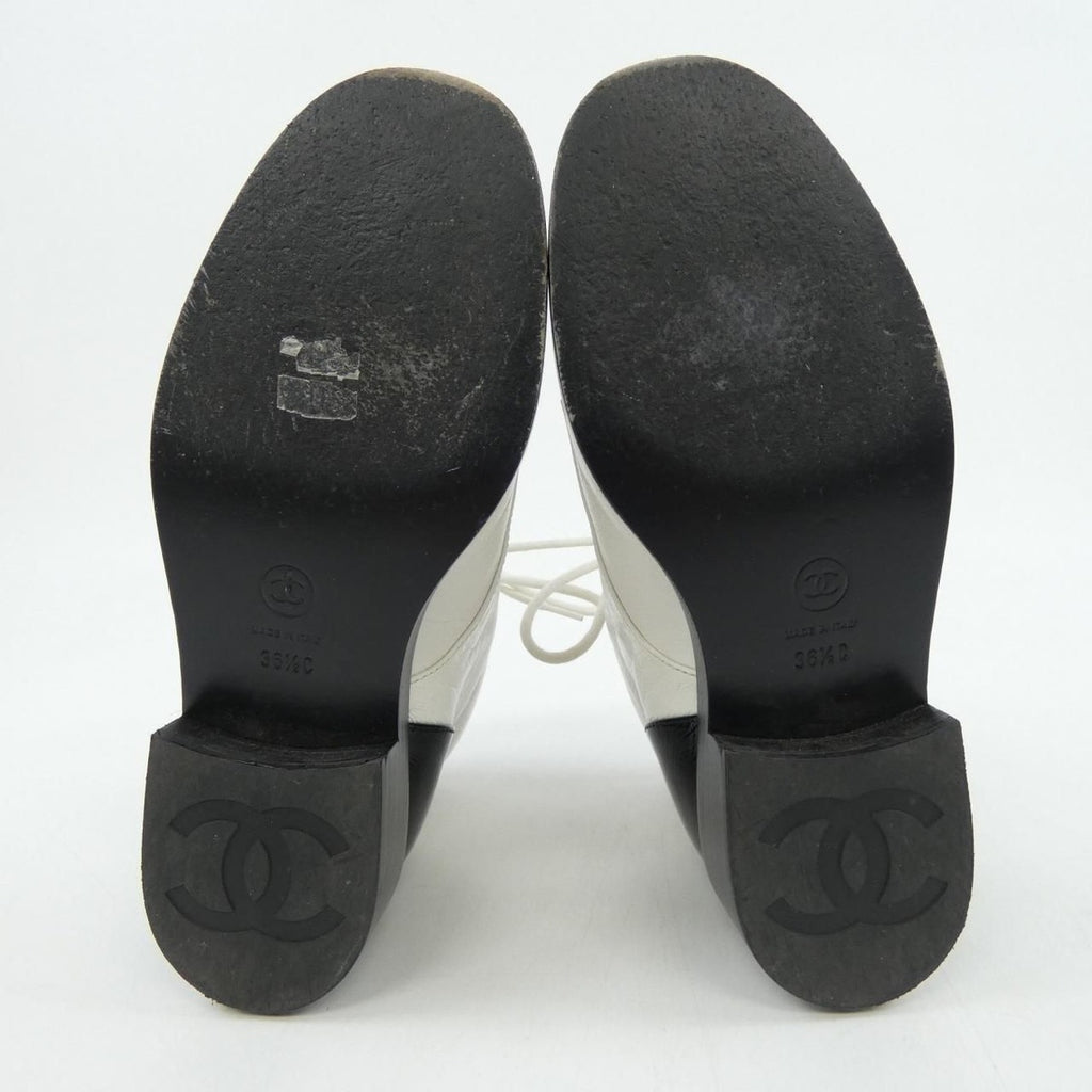 Chanel Lace Up Boots Black White — view 4