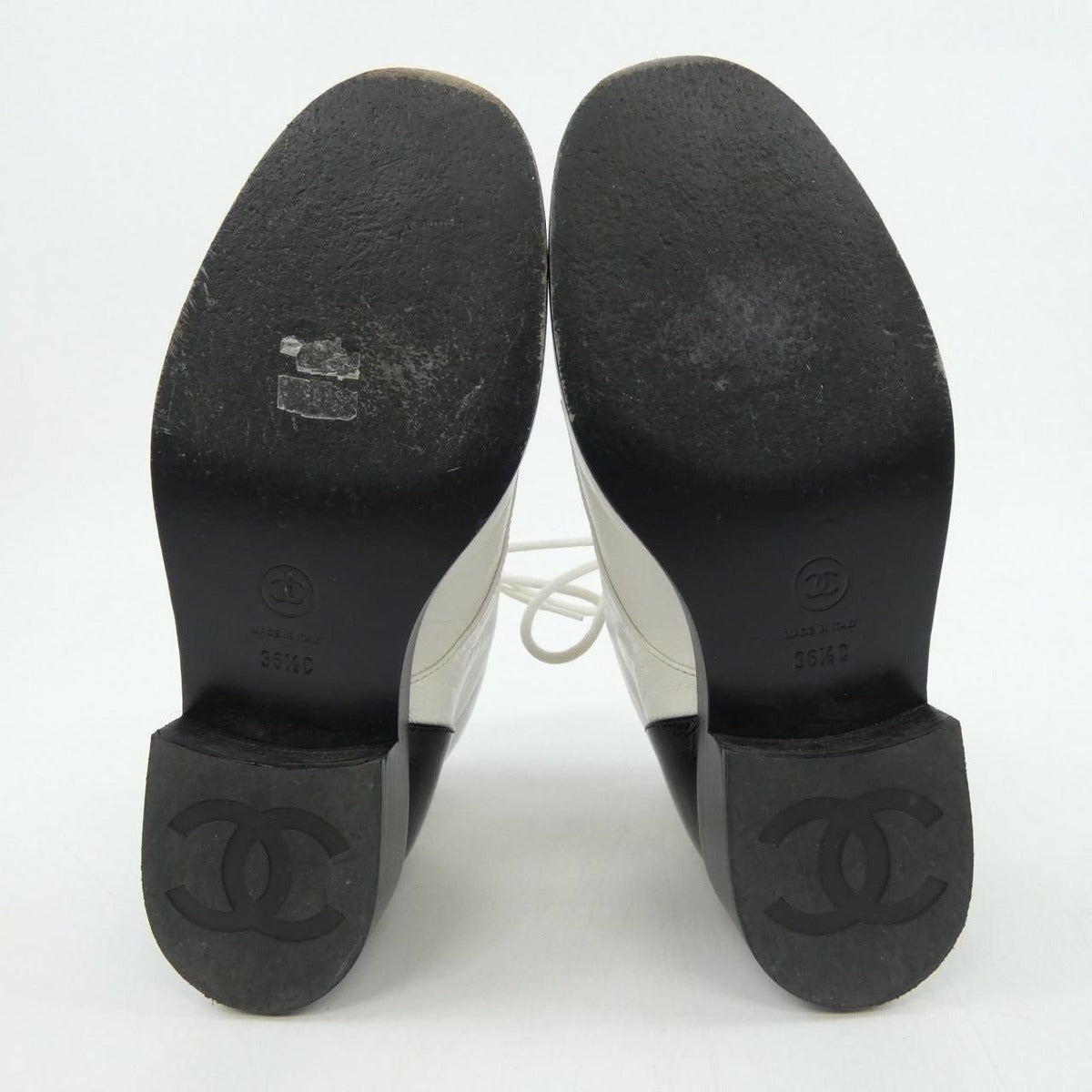 Chanel Lace Up Boots Black White — view 4