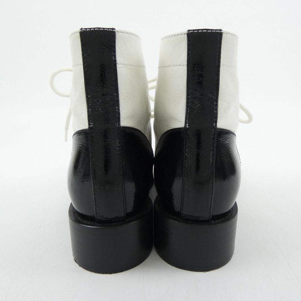Chanel Lace Up Boots Black White — view 5