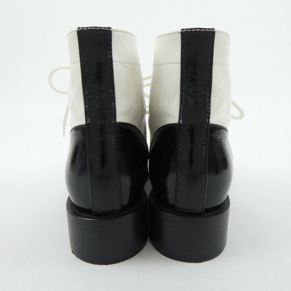 Chanel Lace Up Boots Black White — view 5