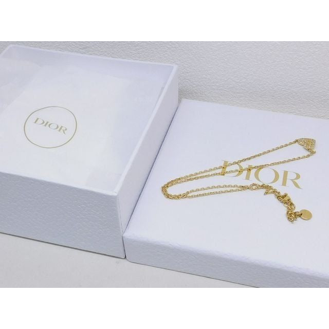 Dior List Necklace Clair D Lune Metal & crystal Logo Gold — view 4
