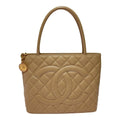 Chanel Medallion Tote Caviar Leather Bag Gold Hardware Beige