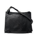 Bottega Veneta Super Shoulder Bag Leather Intrecciato Black