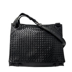 Bottega Veneta Super Shoulder Bag Leather Intrecciato Black
