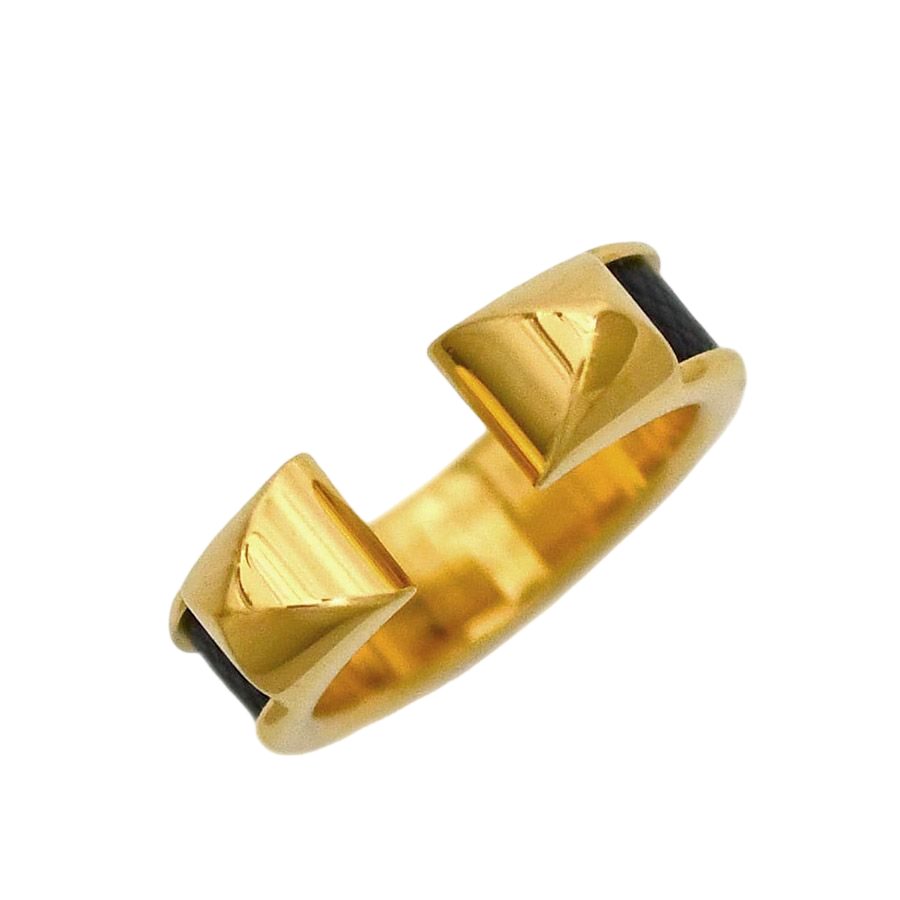 Hermes Ring Athena Double Clu Gold Black Golden
