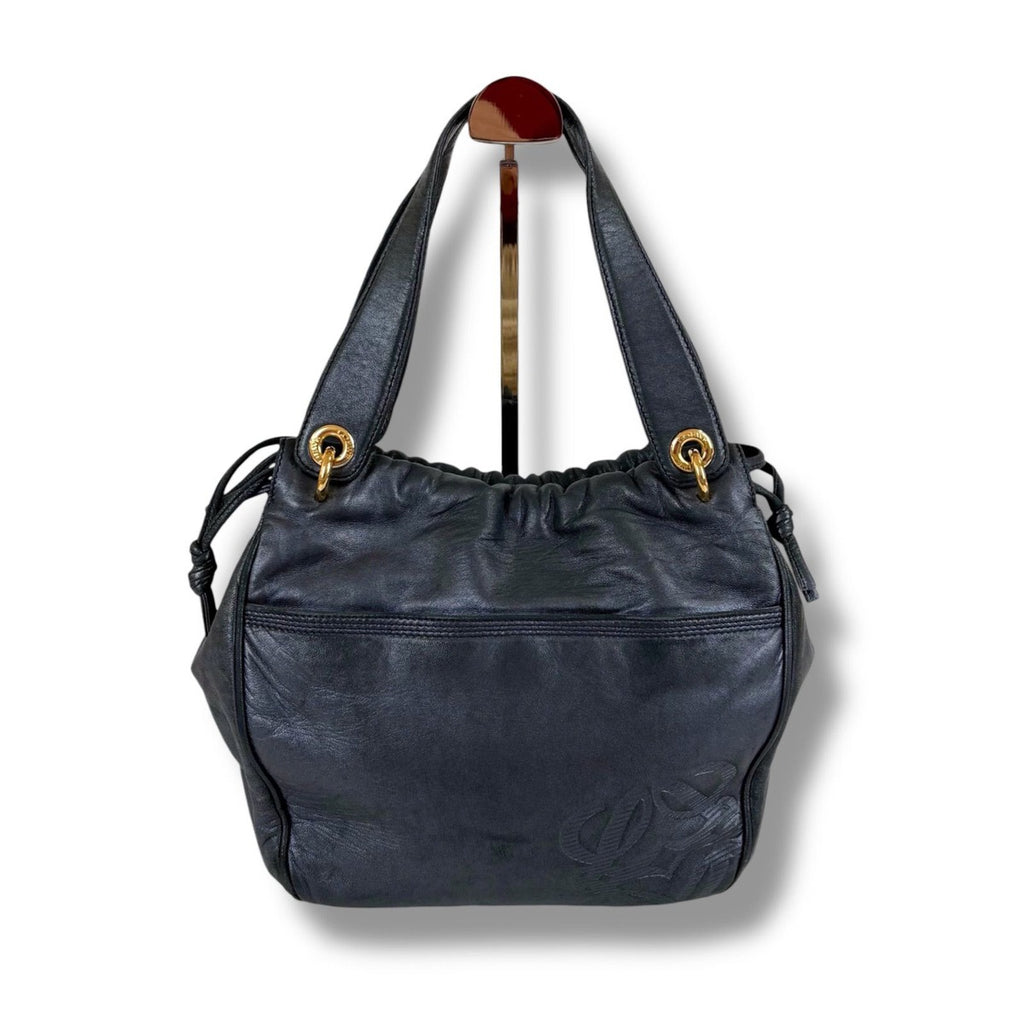 Loewe Drawstring Shape Mini Handbag Anagram Logo Nappa Leather Dark Navy — view 3
