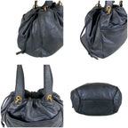 Loewe Drawstring Shape Mini Handbag Anagram Logo Nappa Leather Dark Navy — view 5