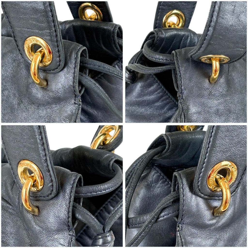 Loewe Drawstring Shape Mini Handbag Anagram Logo Nappa Leather Dark Navy — view 6