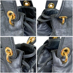Loewe Drawstring Shape Mini Handbag Anagram Logo Nappa Leather Dark Navy — view 6