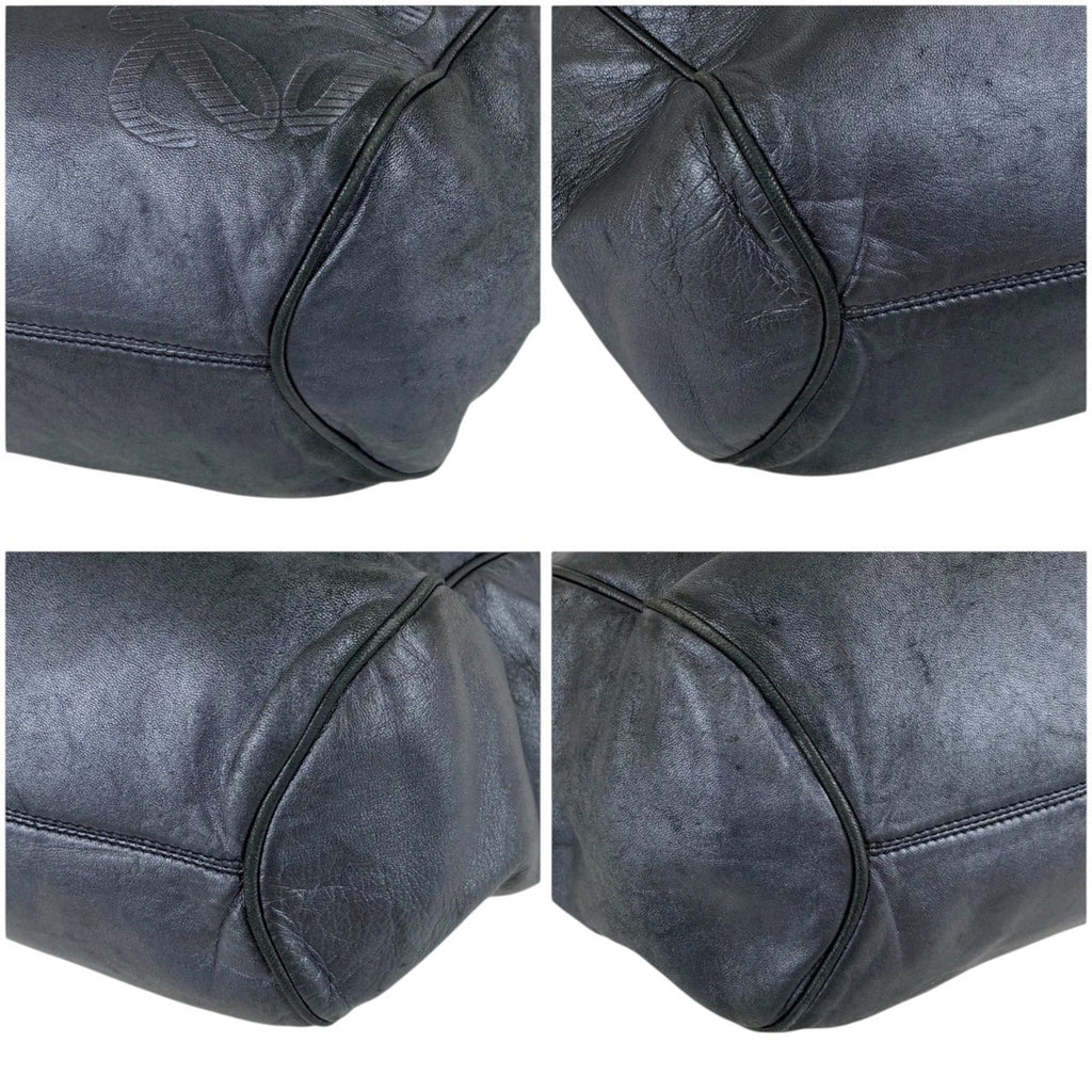 Loewe Drawstring Shape Mini Handbag Anagram Logo Nappa Leather Dark Navy — view 7