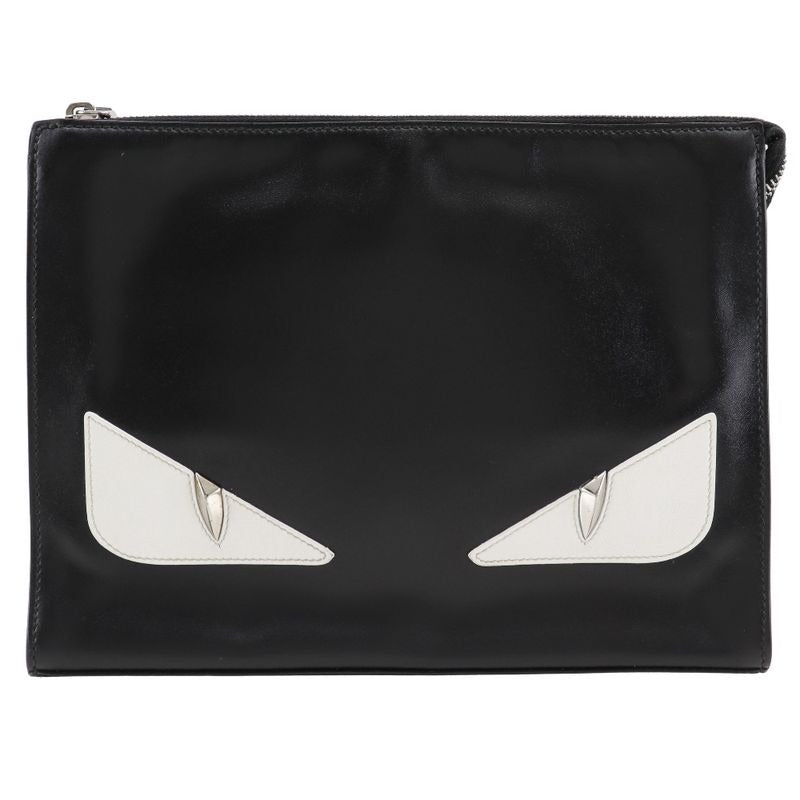 Fendi Bugs Monster 7 Va433 Calf Black Clutch Bag