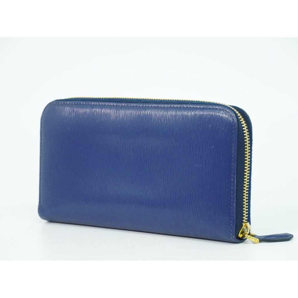 Prada Saffiano Leather Zip Around Wallet Blue — view 2