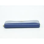 Prada Saffiano Leather Zip Around Wallet Blue — view 3