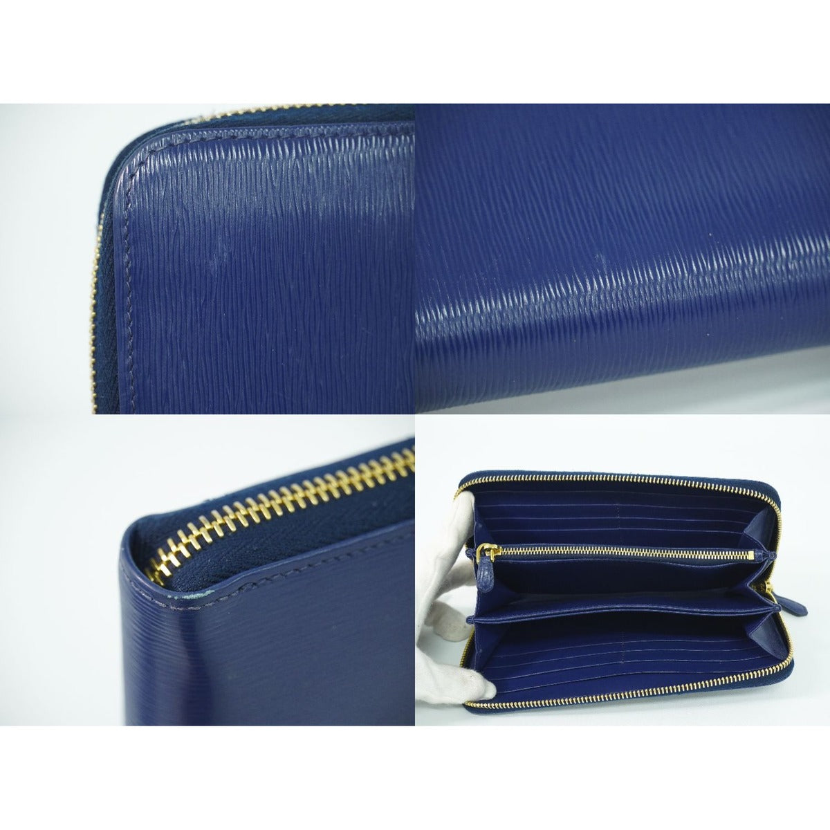 Prada Saffiano Leather Zip Around Wallet Blue — view 8