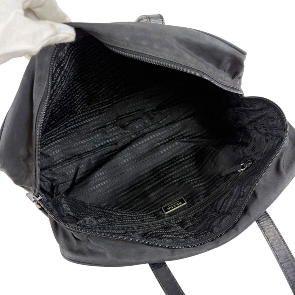 Prada Triangle Logo Tote Business Black Tessuto — view 9