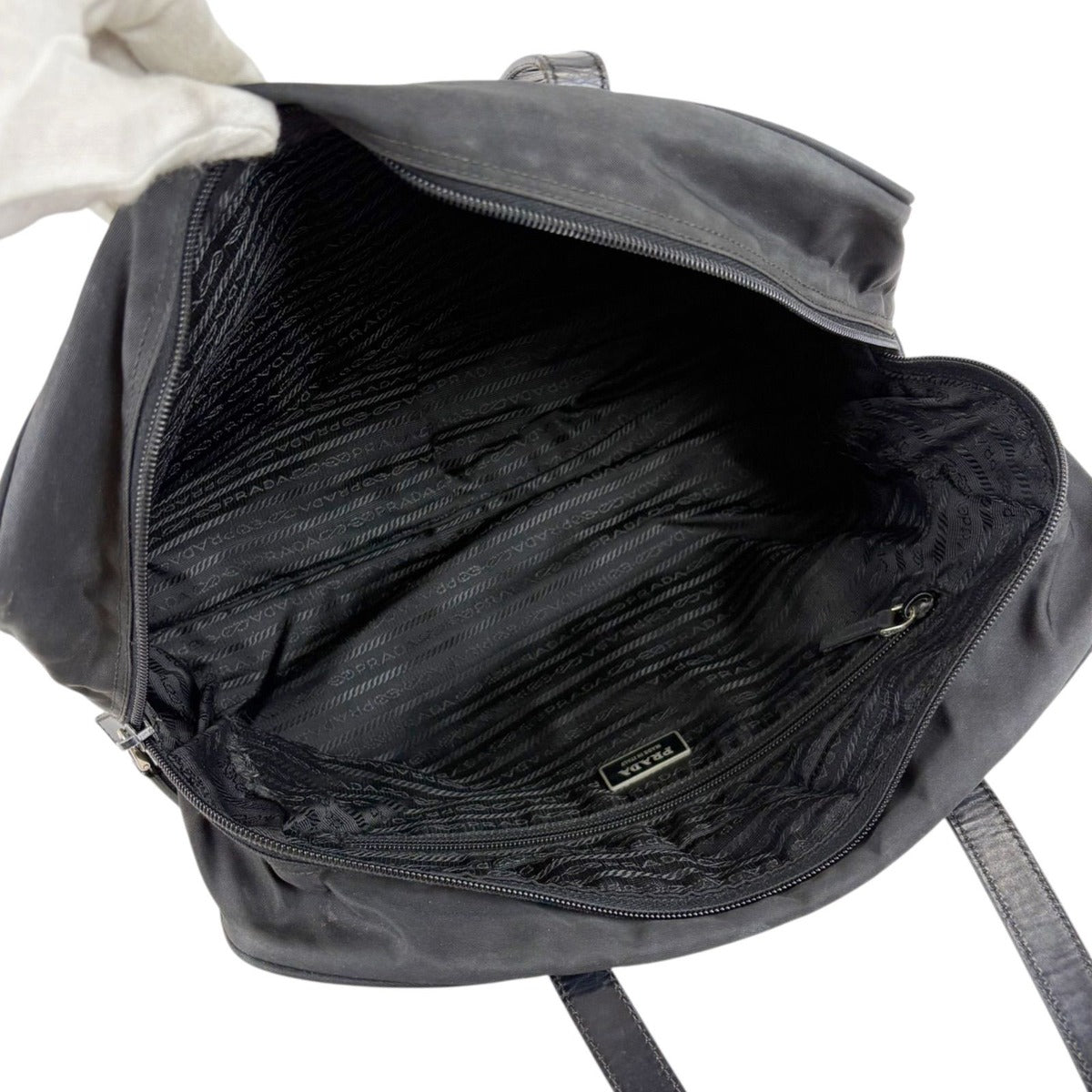 Prada Triangle Logo Tote Business Black Tessuto — view 9