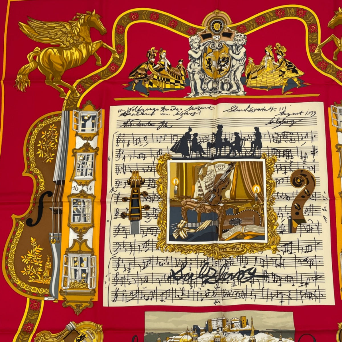 Hermes Carre 90 in Salzburg Red Scarf Silk — view 4
