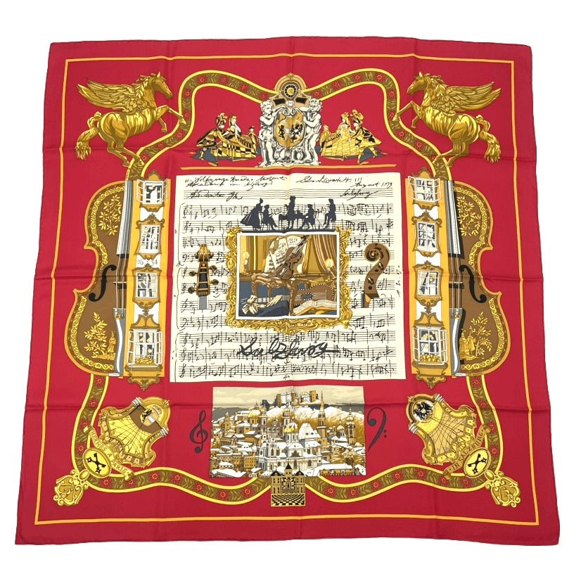 Hermes Carre 90 in Salzburg Red Scarf Silk