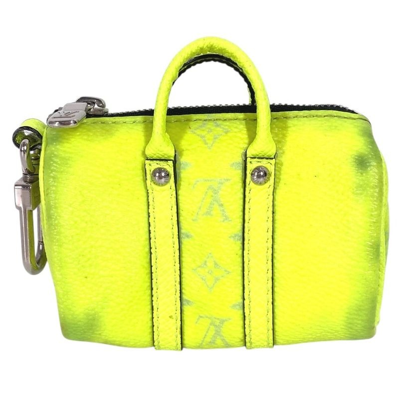 Louis Vuitton Key Holder Porte Cles Mini Keepall Taiga Leather Yellow