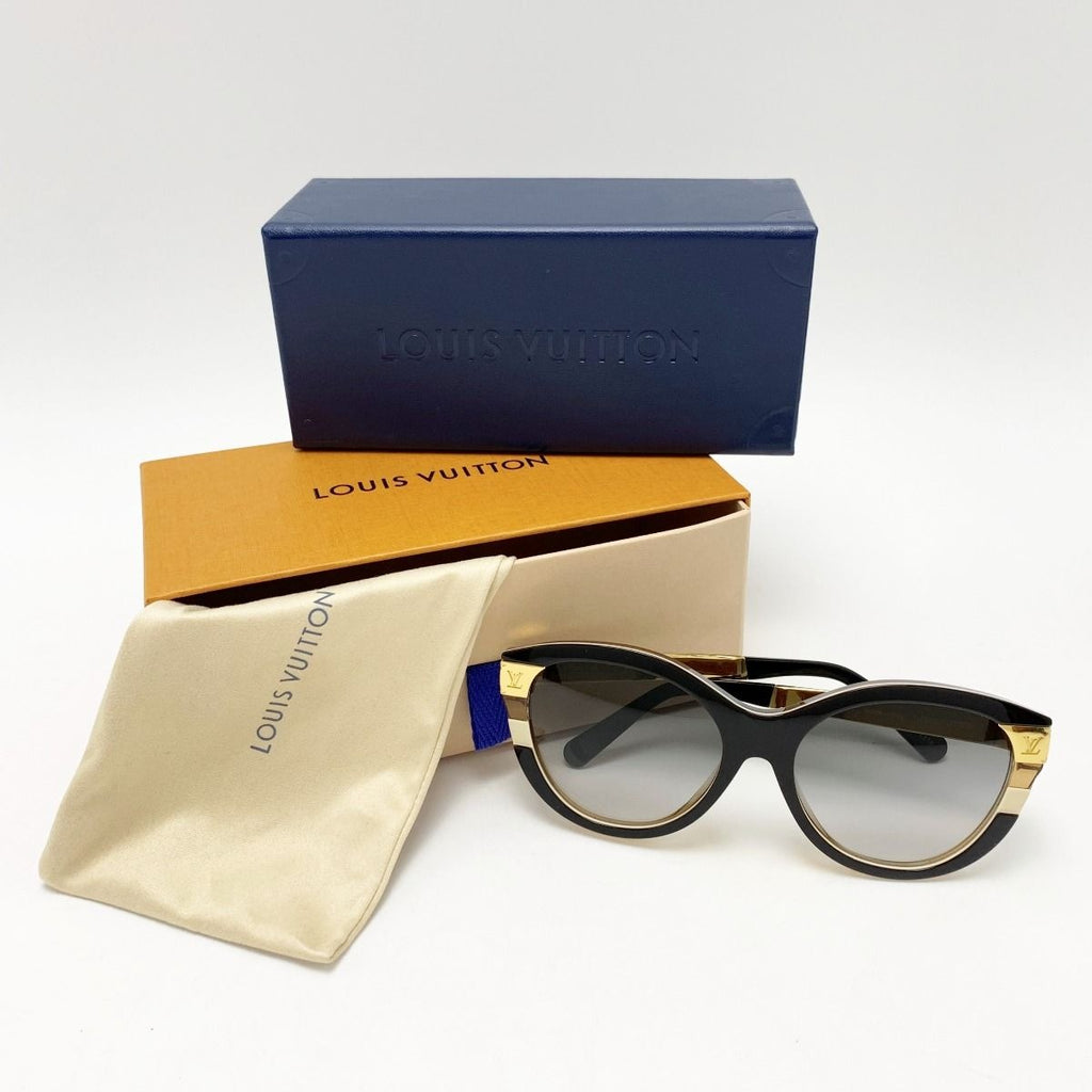 Louis Vuitton Sunglasses Monogram Metal Frame Z1857 E Noir Gold Box with Bag