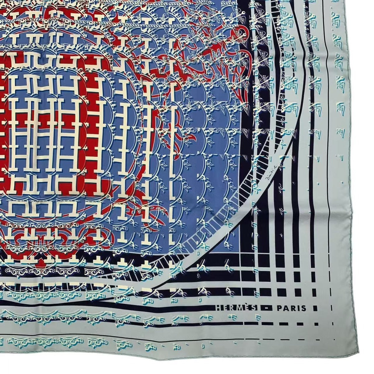 Hermes Carre 90 Scarf Silk 24 Faubourg Seconde Ginza Store — view 6